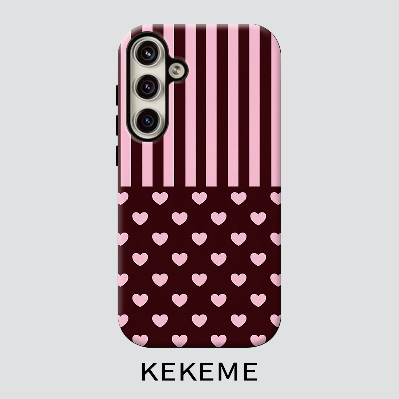 TEMU Phone Case: Kekeme Striped Heart Element Film -one Phone Case, Suitable For Galaxy S26 S25 S24 S23 S22 S21 S21+ S21 Fe Edge S20 A15 A16 A17 A23