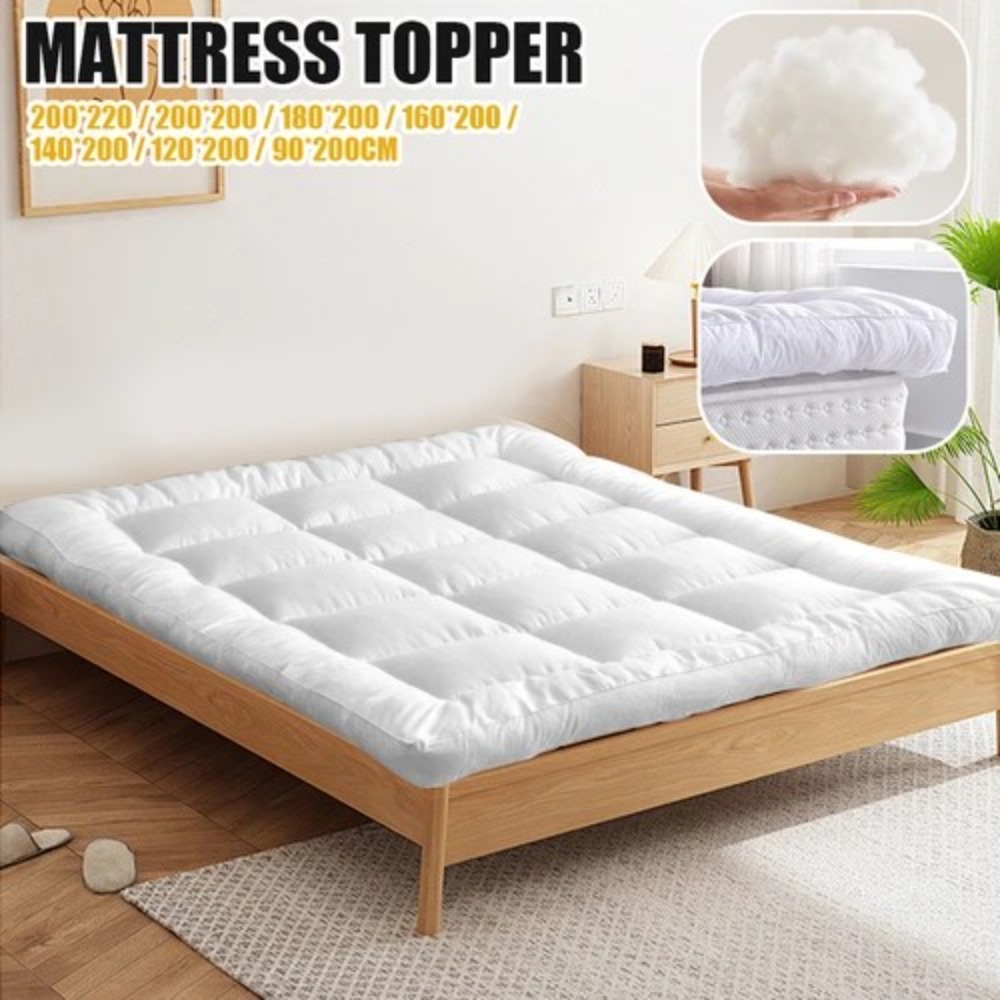 8cm Mattress Topper With 800 Gsm -, Breathable & Comfortable For , Machine Washable With Strong Elastic Bands