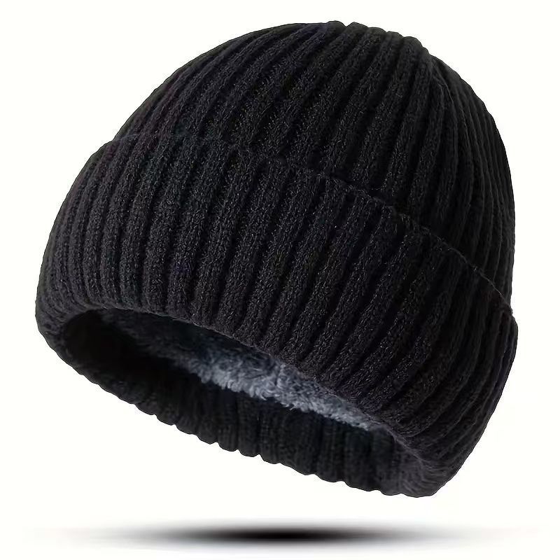 TEMU Knitted Hat For Men And Women, Outdoor Cycling And Skiing Windproof Beanie, Autumn And Winter Fleece-lined Warm Hat
