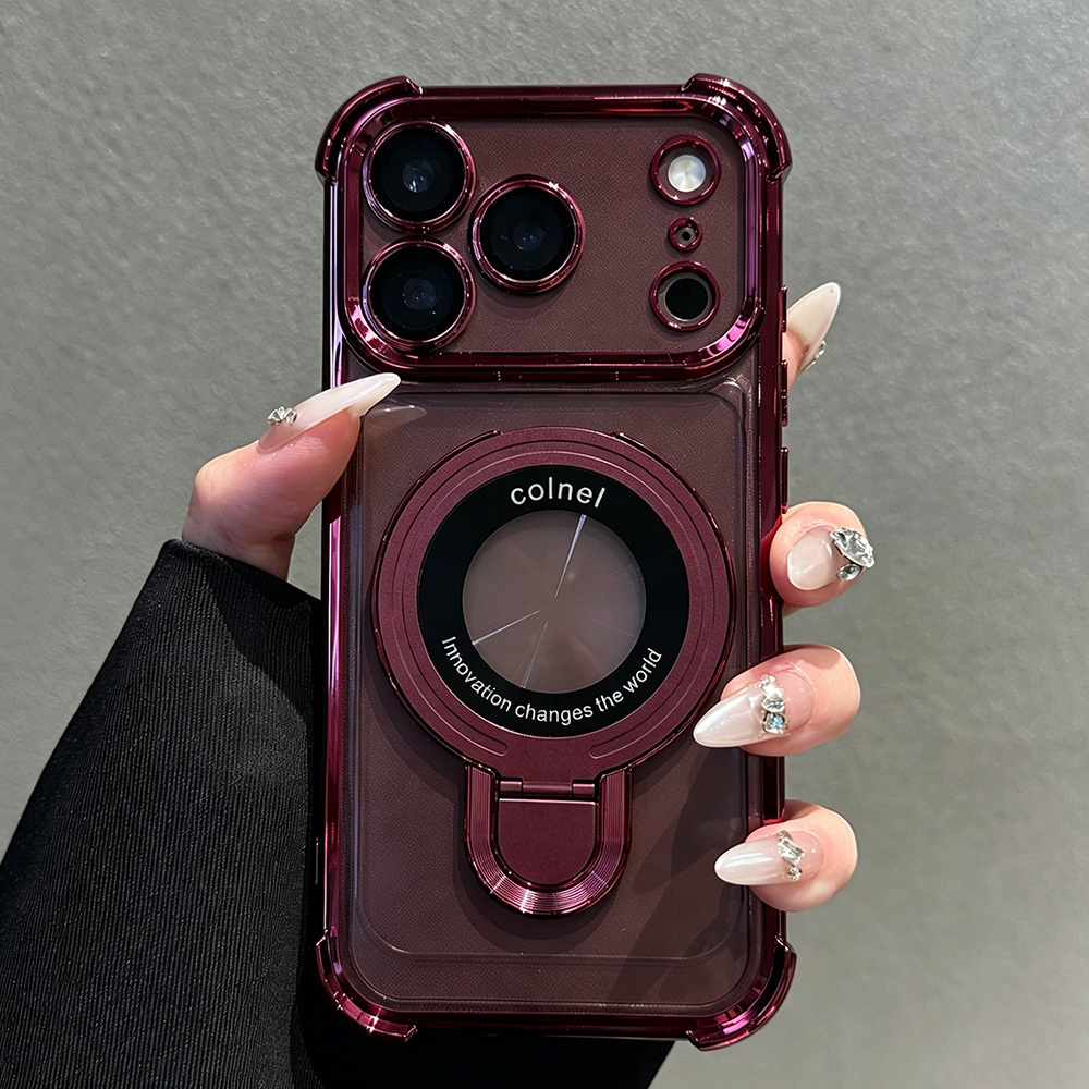 TEMU Phone Case - Electroplated Anti-drop Invisible Stand Phone Case, Compatible With Iphone 18/17/16/15/14/13/12/11 Pro Models, Free Matching Stand,