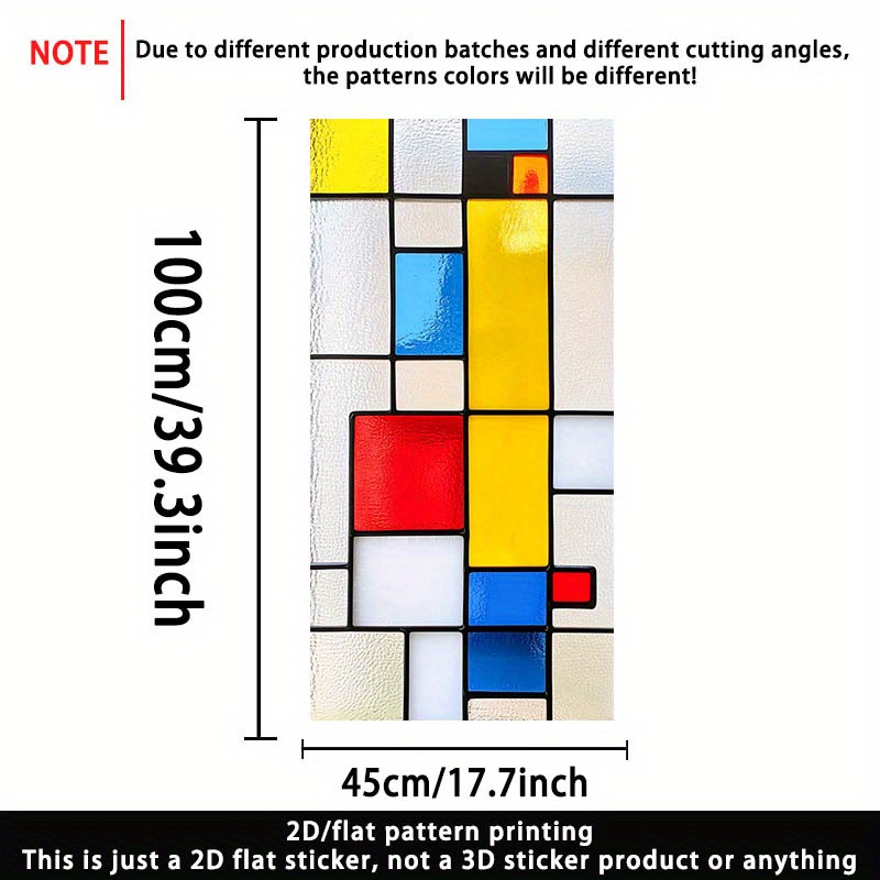 TEMU 1pc Modern Geometric Static Cling Window Film, 2d Flat Pvc Glass Sticker, Removable Privacy Decor For Home, Kitchen, Bedroom, Balcony, , No Glue