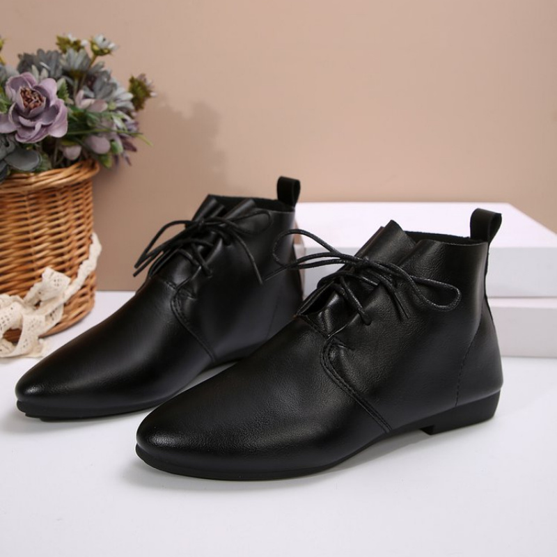 womens black low heel dress boots Women's Low Block Heel Bootie in Black Black Faux Leather / 6 / Wide main image 1