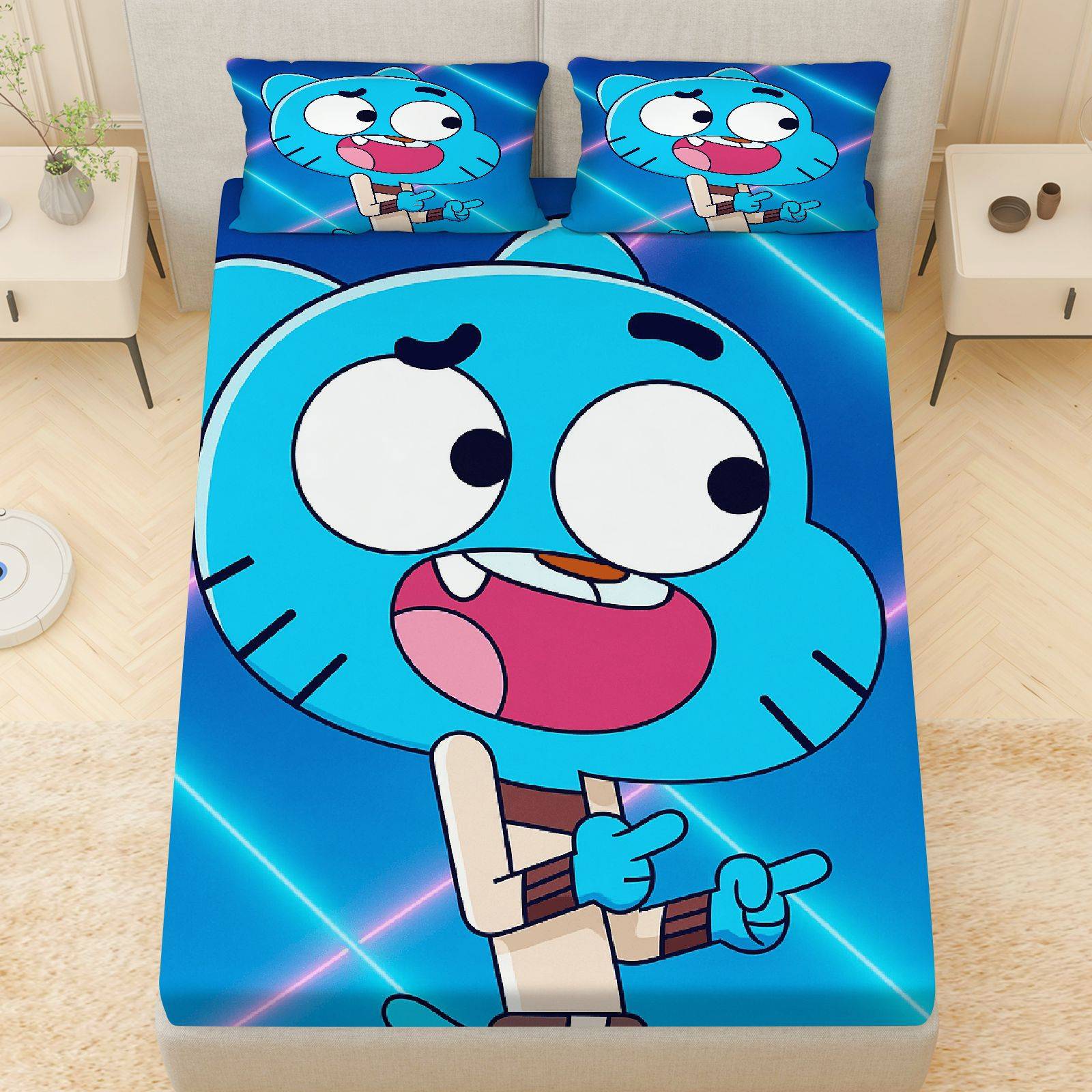 TEMU 3pcs Fitted Sheet Three-piece Set (1*fitted Sheet 2*pillowcases, ), Fun Theme, Bedding, Mattress Protector Soft, Breathable