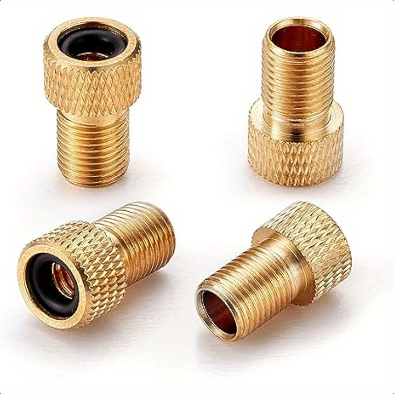 Copper Mesh Texture Connector 4pcs Pack, 4pcs Brass To Schrader Bike Tire Valve Adapters - Easy Inflation With Or Air Compressor