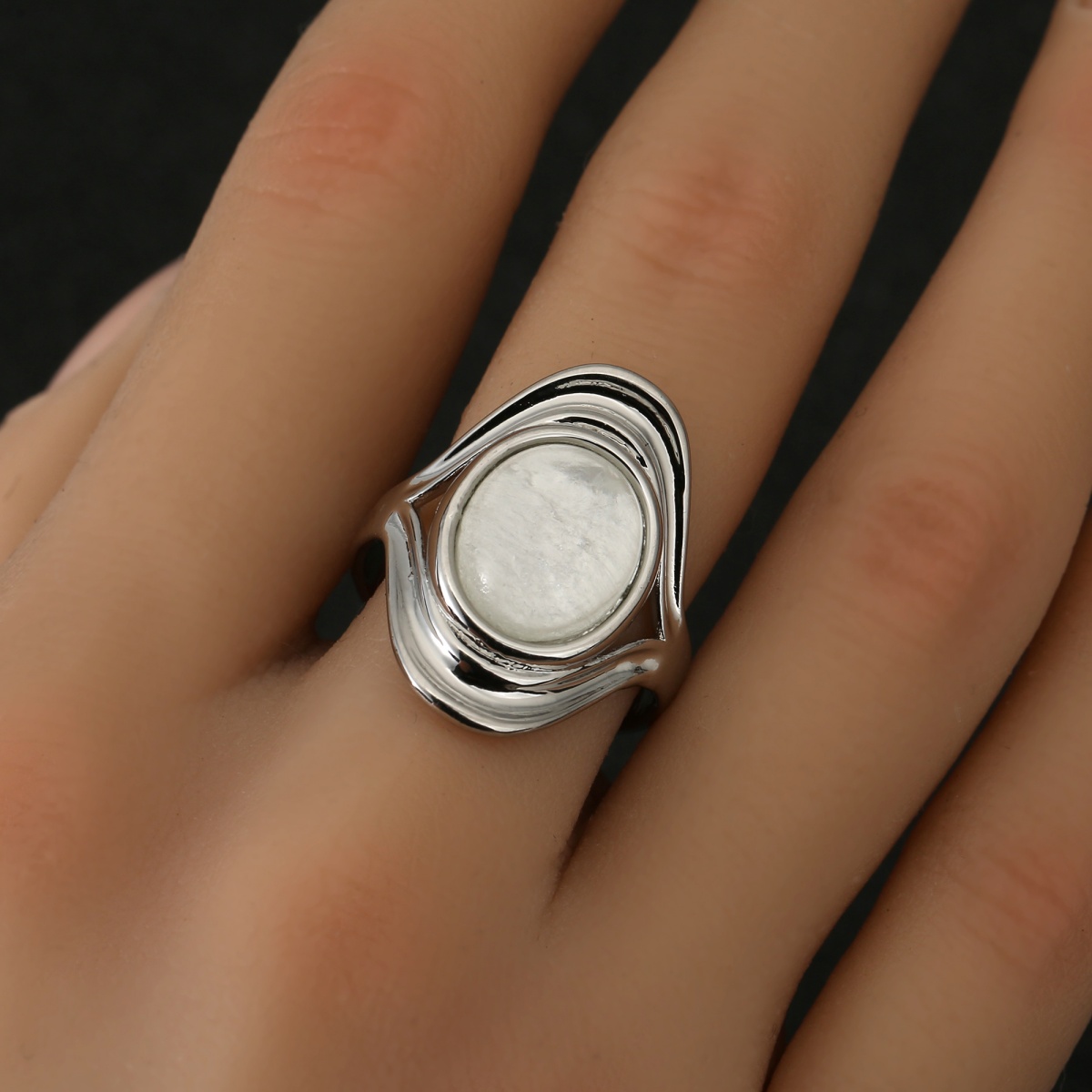 Women's Copper Luxury Egg-Faced Adjustable Open Ring