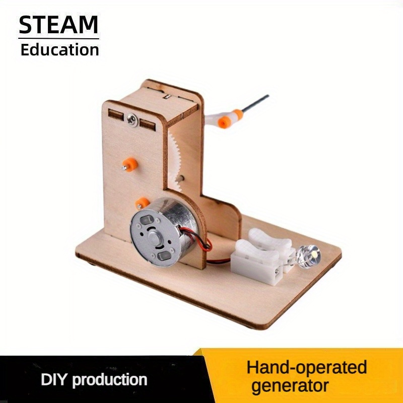 

Diy Hand-cranked Generator Kit, To Electricity Conversion, Stem Educational Material, Science Experiment For Students, Plywood, - Stem