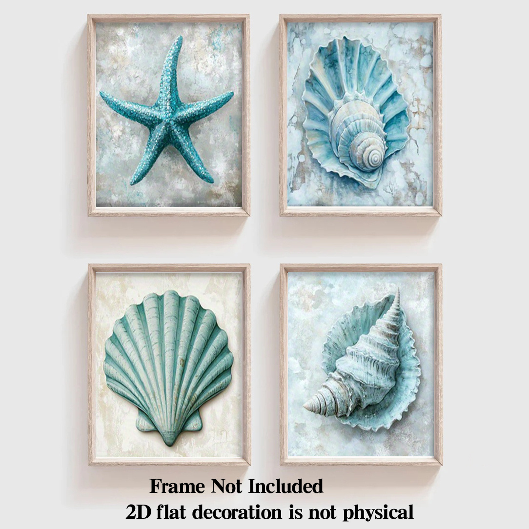 TEMU 2d Flat, 2d Flat, 4pcs Of Borderless Wall Art For A Cottage In A 2d Plane, Featuring Cozy Vacation Themes And Modern Minimalist Posters For Home