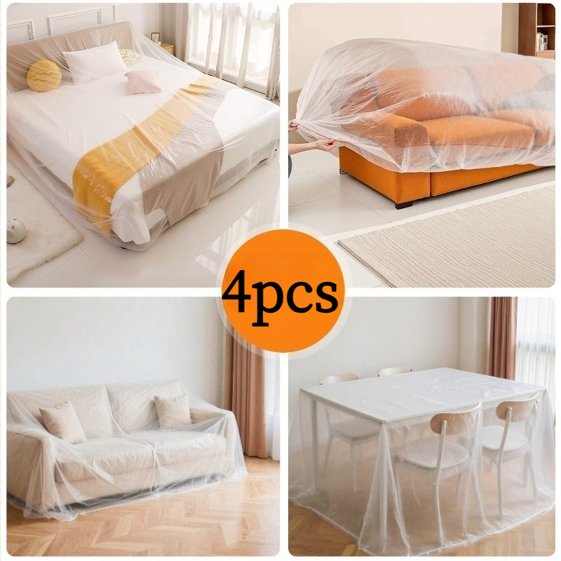 TEMU 4pcs Set Of Extra Large Furniture Dust Cover, Elastic Cinchable Outdoor Furniture Cover, Elastic Pe Full Protection Cover, Suitable For Single