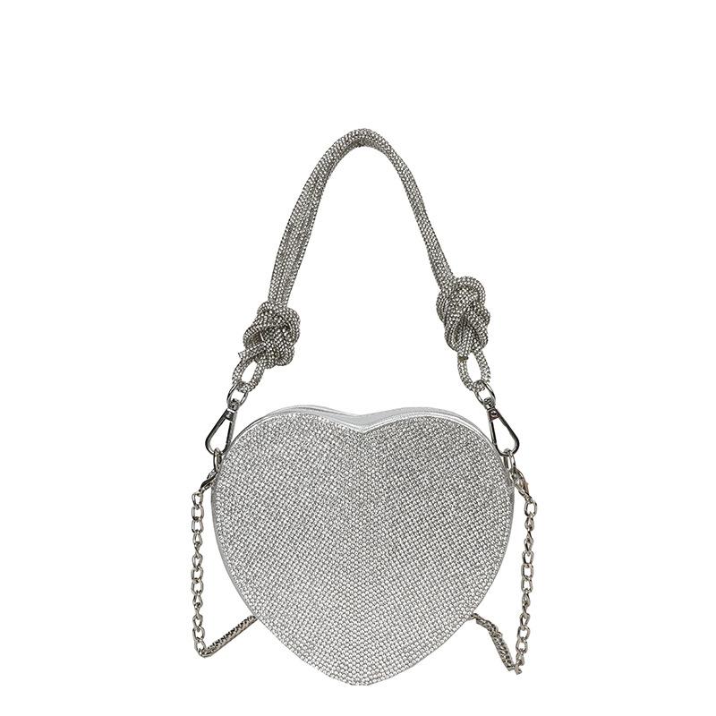 Image of New 2025 Love Dinner Bag, European And , -encrusted, Retro Ladies' Stylish Hand-held Crossbody Bag, Pu