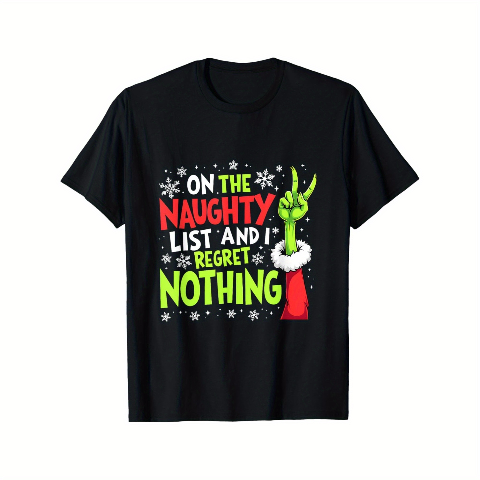 

Funny ' & I Regret ' Christmas T-shirt - 100% Cotton, Casual Fit With Santa Hat Design, Gift For Men And Women