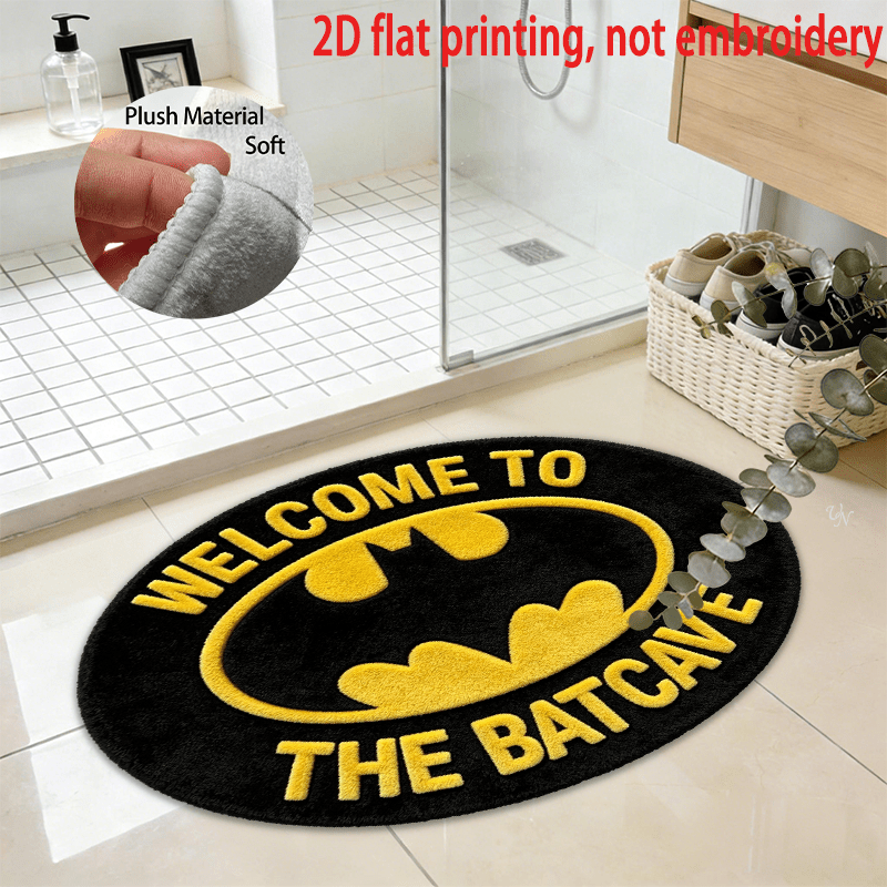 TEMU 1pc Warner Batman From Flannel Door Mat 2d Digital Printing Floor Mat, Home Entrance, Bedroom Door And Bedside Mat, Easy-to-clean Bathroom