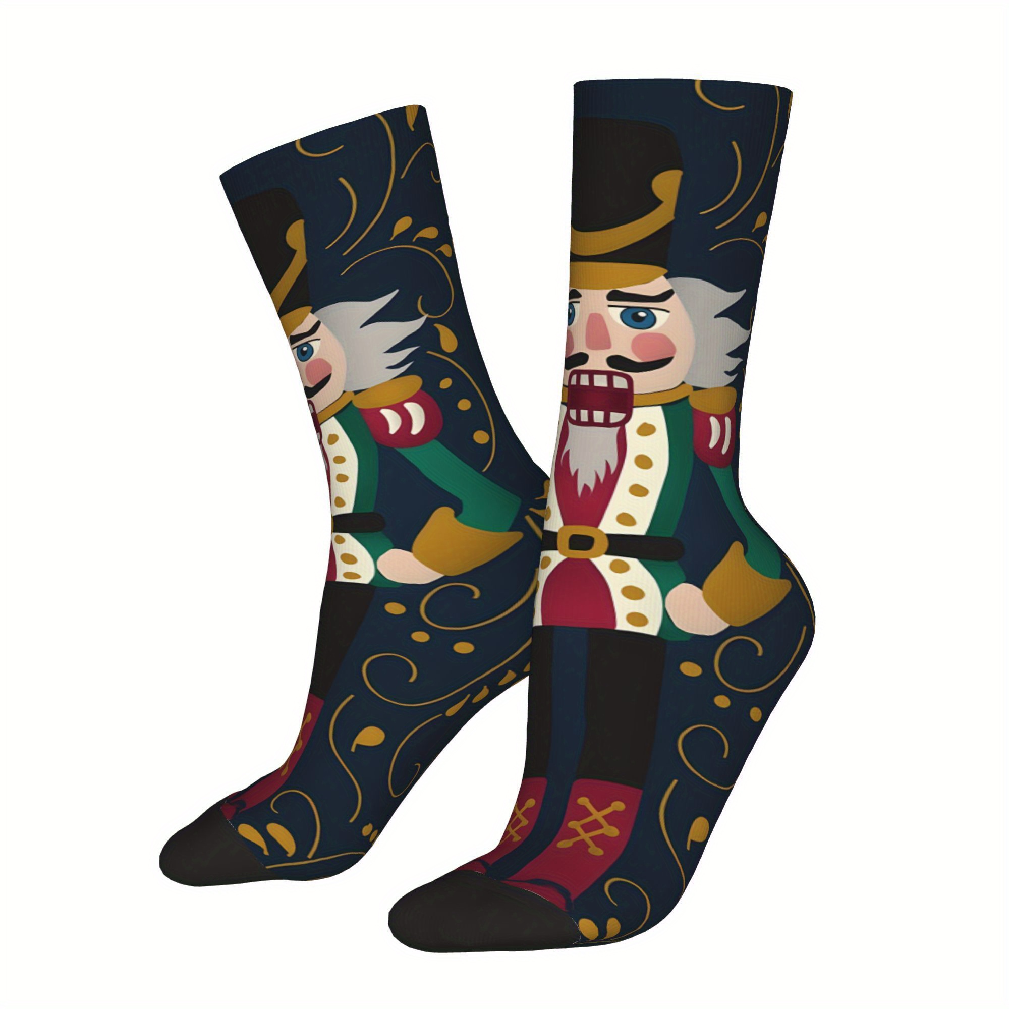 

Men's Novelty Nutcracker Soldier Crew Socks - Hip Hop Vintage Style, Seamless Printed Socks, Perfect Gift Idea