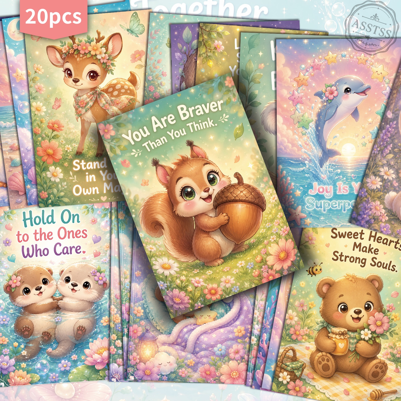TEMU 20-pack Asstss Cute Animal Quote Postcards - 4x6 Inches Retro Junk Journal Supplies, Classic Pinup Illustrations Collectible Decorative Painting