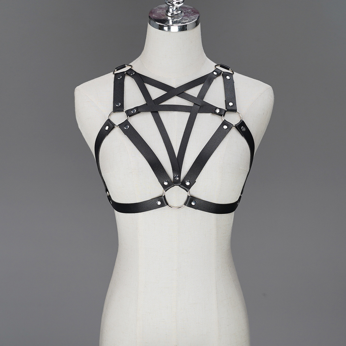 Pentagram PU strap bra