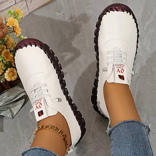 womens shoes for women breathable lightweight lace up walking shoes with soft pu foam insole fabric lining beige maroon accents for versatile daily wear ladies work shoes women shoes sneakers