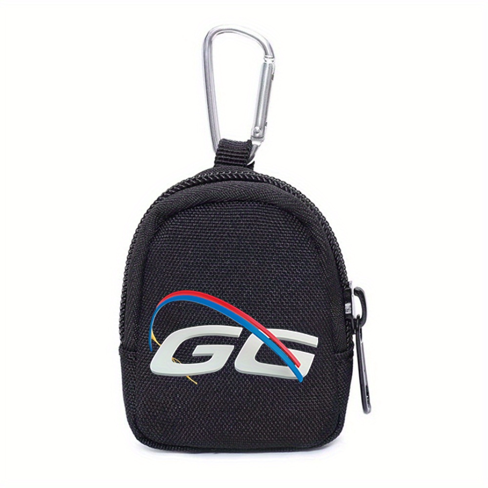 TEMU 1pc con Cremallera GG con Llavero - Organizador de Billetera de Tela Oxford Negra, con Cierre de Cremallera Seguro y Diseño Geométrico, para