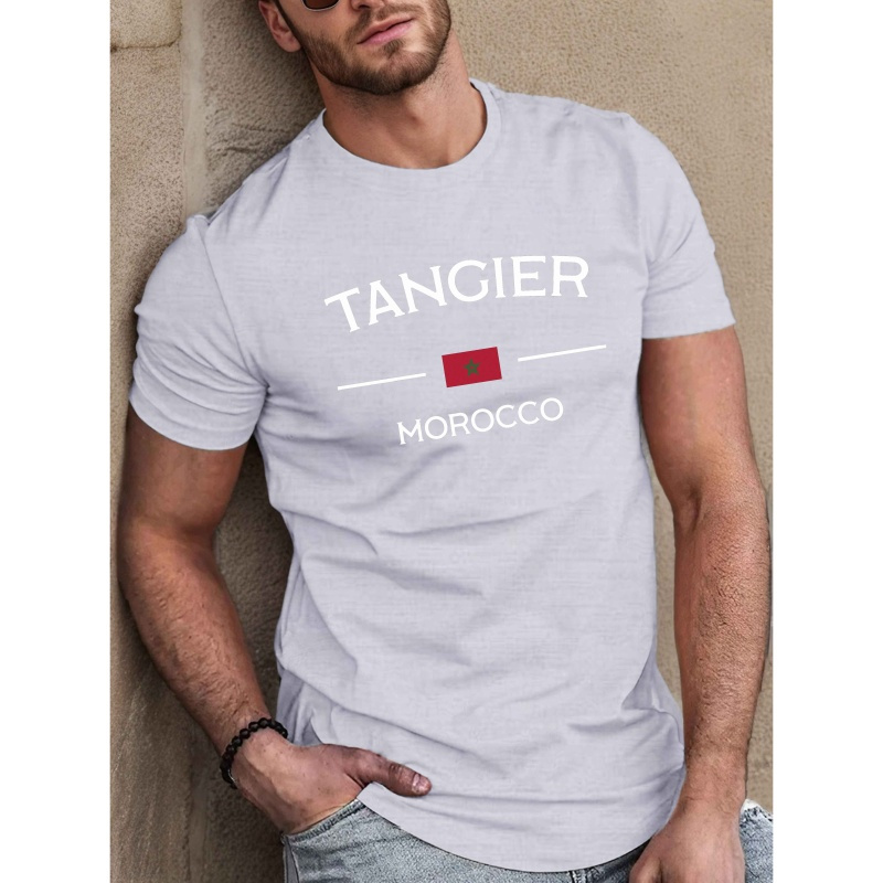 

Moroccan -inspired Men' - Casual Short Sleeve, Breathable Polyester, Machine Washable - Summer