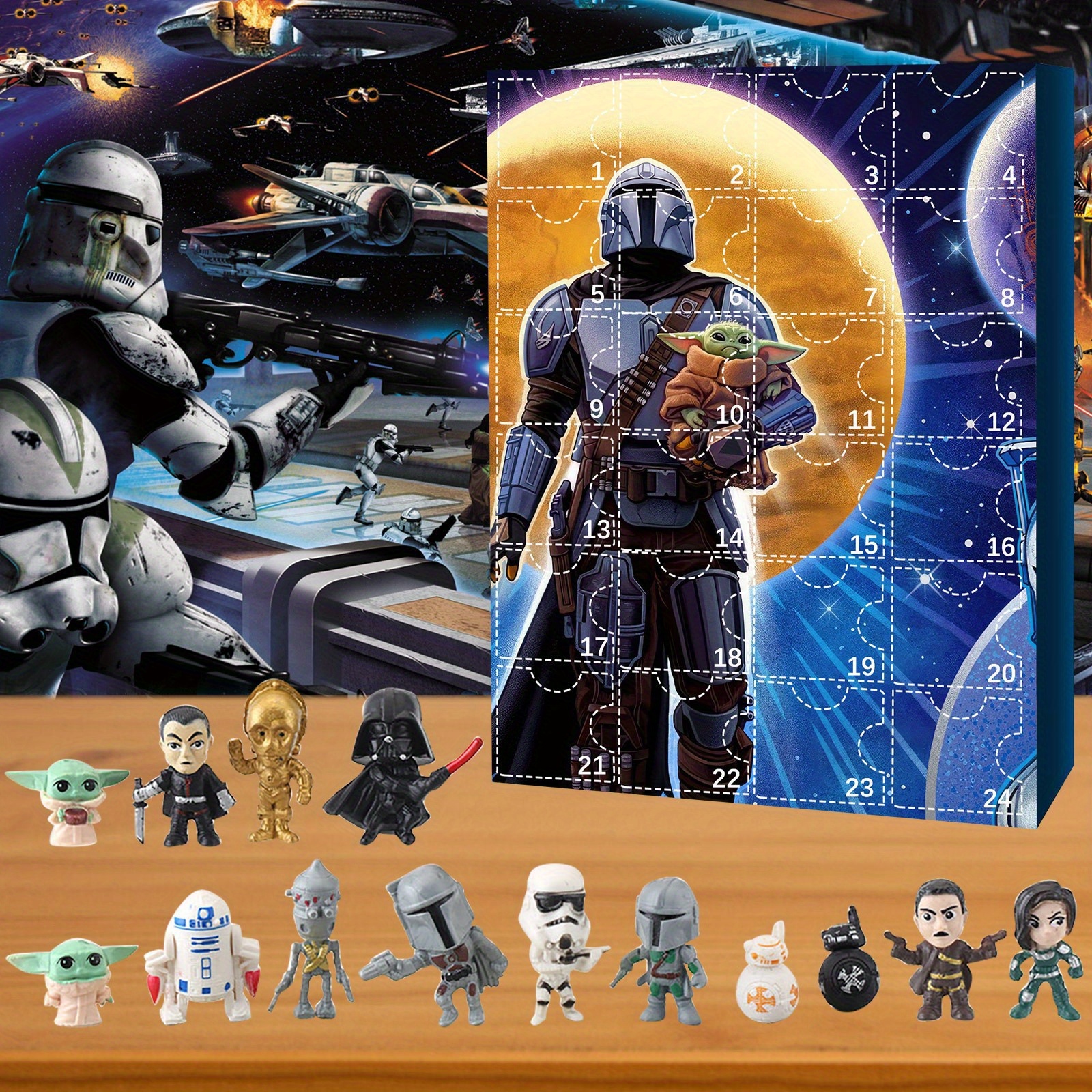 Star   Yoda 24-teiliger Weihnachts-Adventskalender 2025, Weihnachtsschminkkalender mit Mini-Puppen für Auto, Zuhause und Raumdekoration, Kleine Anime-Figurenmodelle als Geburtstags, Halloween- und Neujahrsgeschenk für Jungen und Mädchen, Geschenk zum Schulbeginn