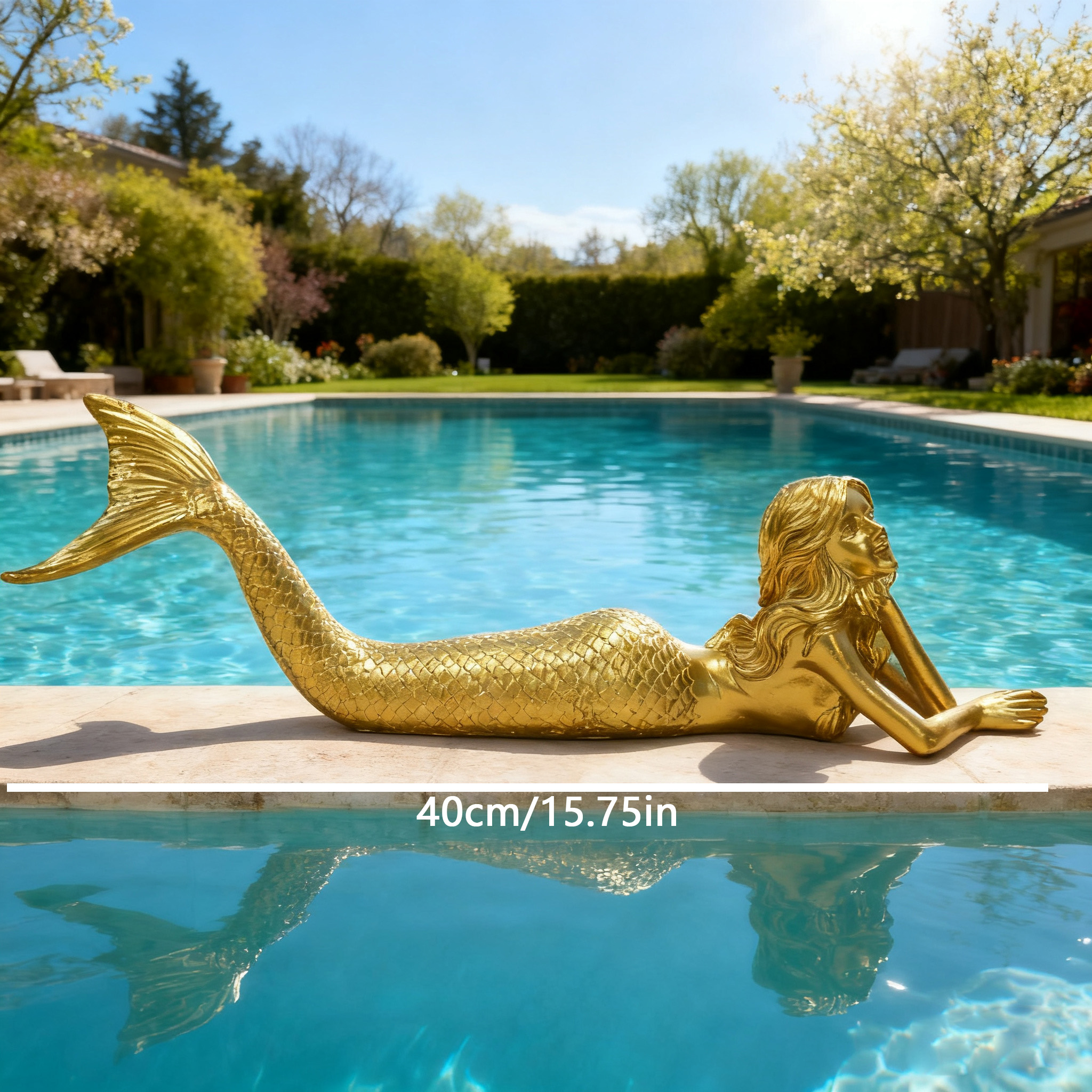 Image of 1pc, Large-sized Golden Mermaid Ornament Full Of Metallic Texture, Fashionable Resin Home Decoration Ornament, Gift, Housewarming Gift
