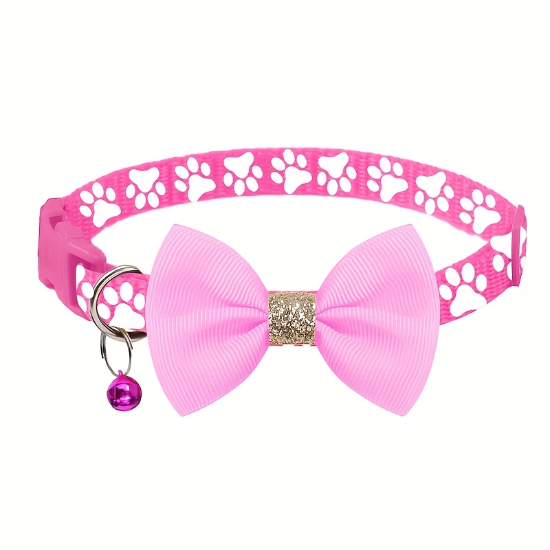 1pc pet collar with adjustable cute bow tie collar design   black gray brown with paw print pattern durable polyester material suitable for small and large dogs and cats for daily use and special Product details 22
