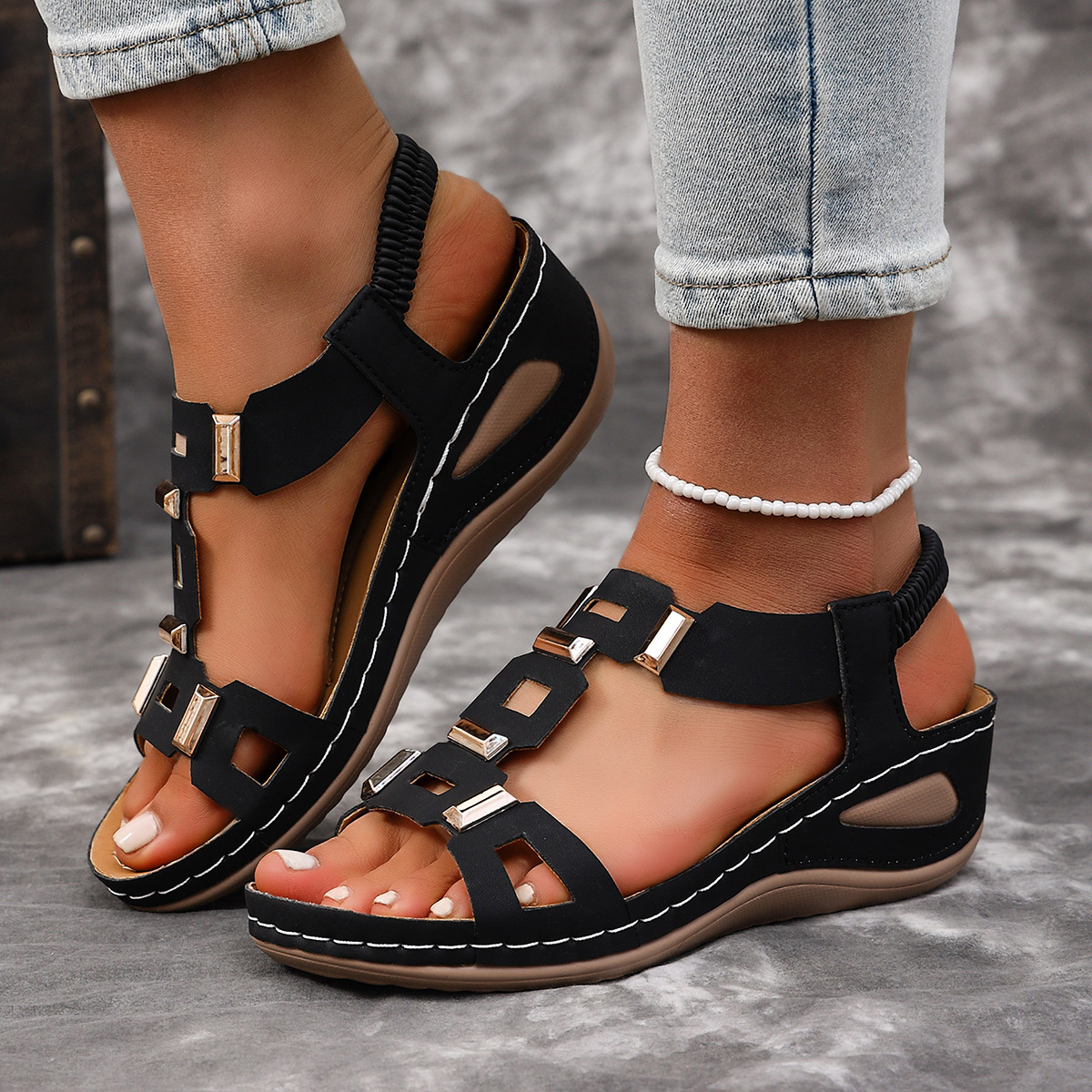 Fashionable Thick-Soled Open-Toe Sandals for Women, Breathable Platform Heel