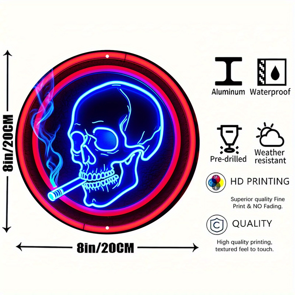 cigarette wreath neon sign skull cigarette 8 inch round aluminum wreath sign