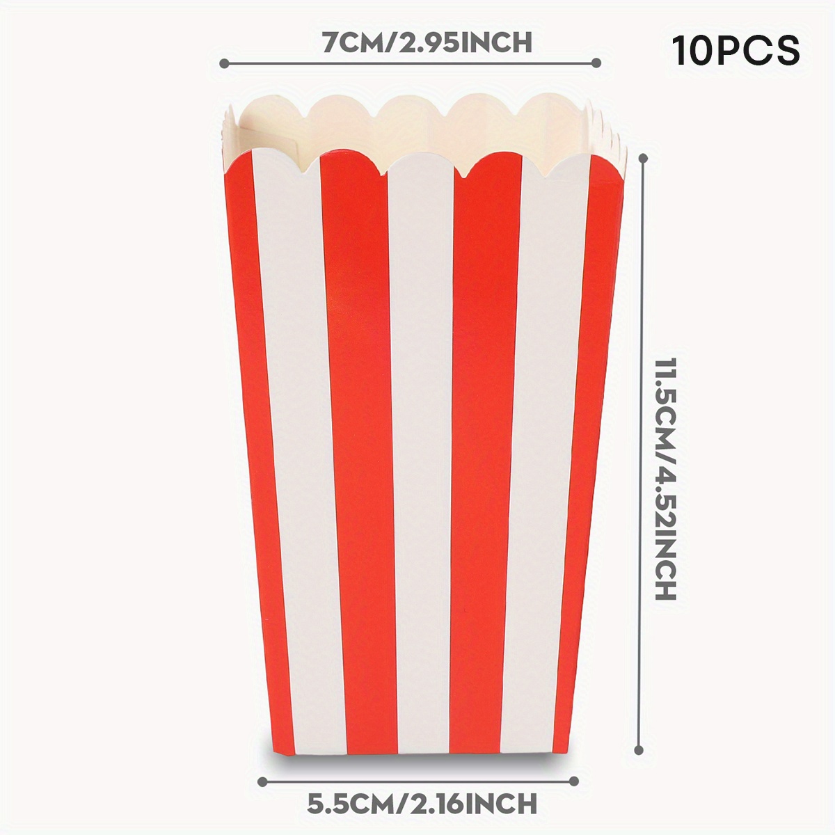 TEMU 10/24pcs Red And White Striped Party Cups, Food Boxes, Fries Boxes, Popcorn Boxes, Popcorn Cups, Birthday Boxes, Lunch Boxes For Bakery, Burger