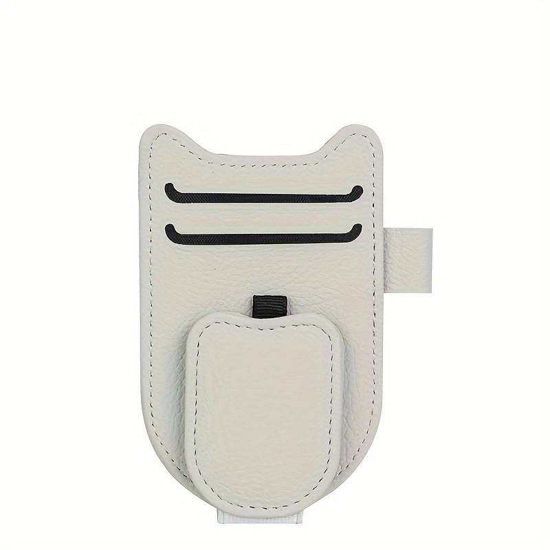 TEMU Pochette de rangement pour pare-soleil en cuir PU à oreilles de chat avec support à pince et crochet de suspension - Pour voiture, convient pour