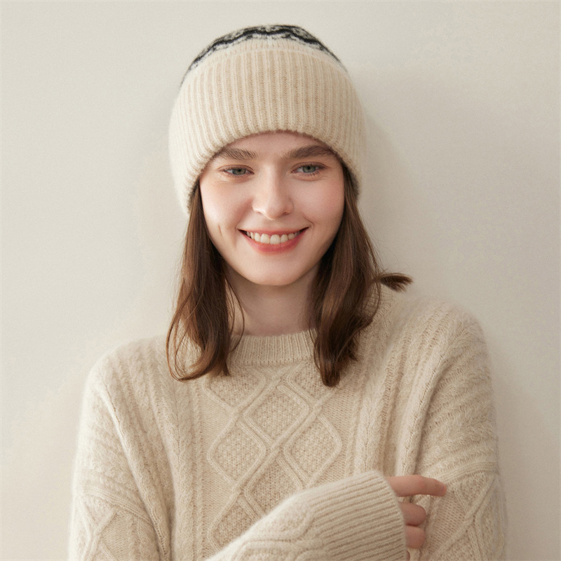 Cashmere Fair Isle Jacquard Warm Thick Hat