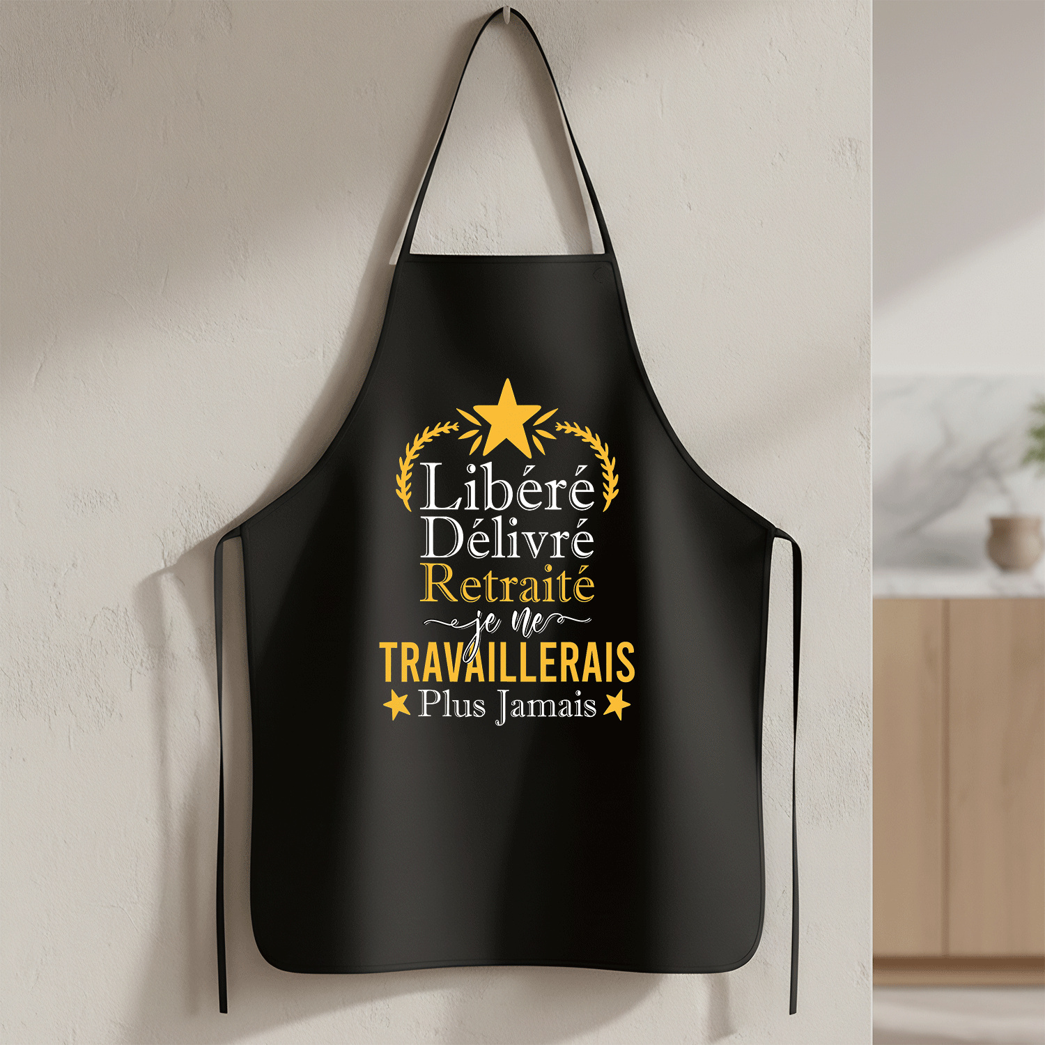 TEMU Sortie Publiée Retirée - Tablier Homme Noir Motif Humour Cadeau Retraite - Durable, Confortable et Amusant, Cadeau de Cuisine Unisexe pour Maman