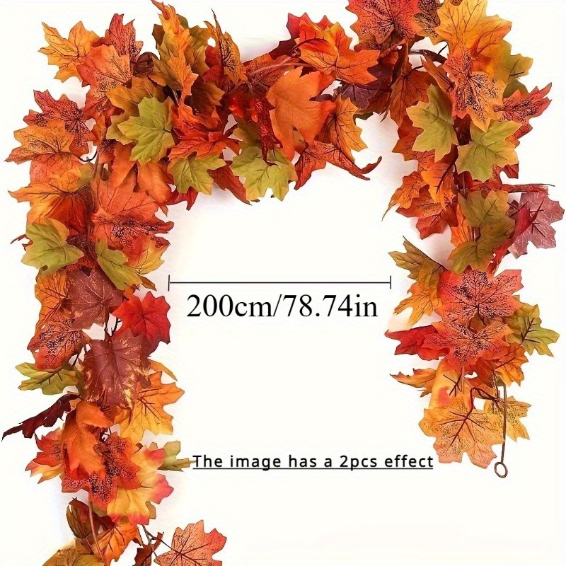 1pc Artificial Maple Leaf Garland, 3d Wreath For Outdoor Thanksgiving & Christmas Decor, No Power Needed, Perfect For Garden And Lawn Holiday Decoration, Maple Leaf Decor Christmas Halloween