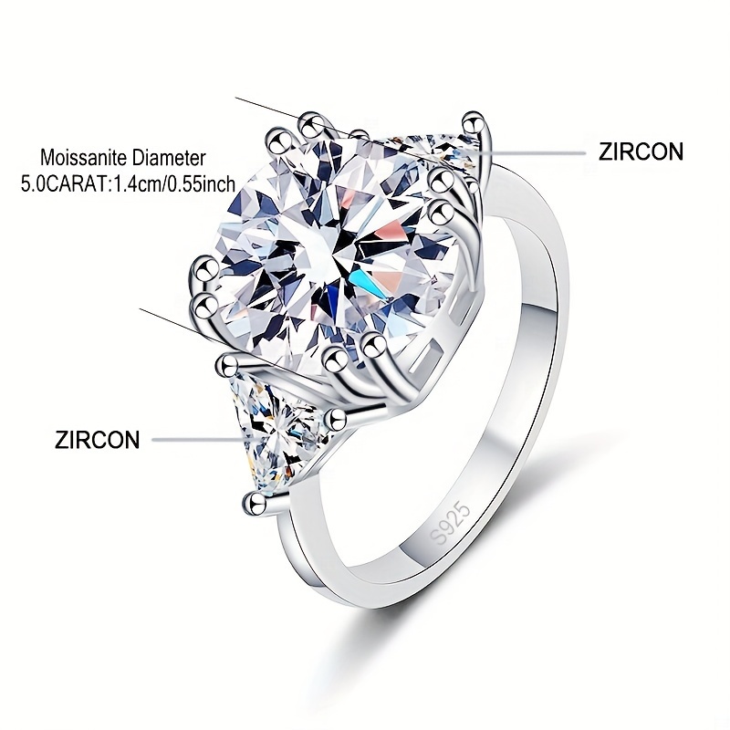 Men's 5-Carat Moissanite Wedding Band, 925 Silver, Elegant Design