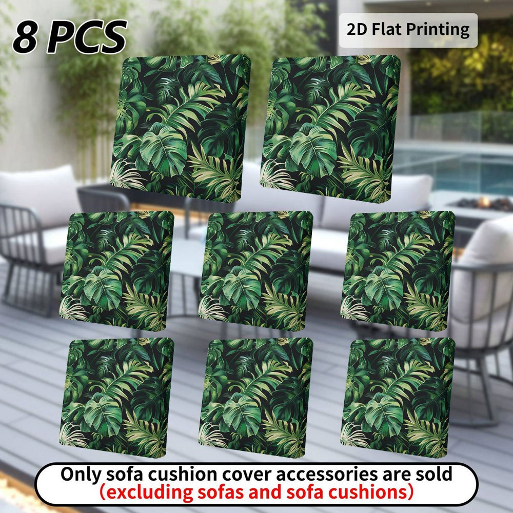TEMU Lot de 6/8 housses de coussin à motif feuille de palmier tropical pour canapé d'extérieur et d'intérieur, housses de coussin de chaise de patio