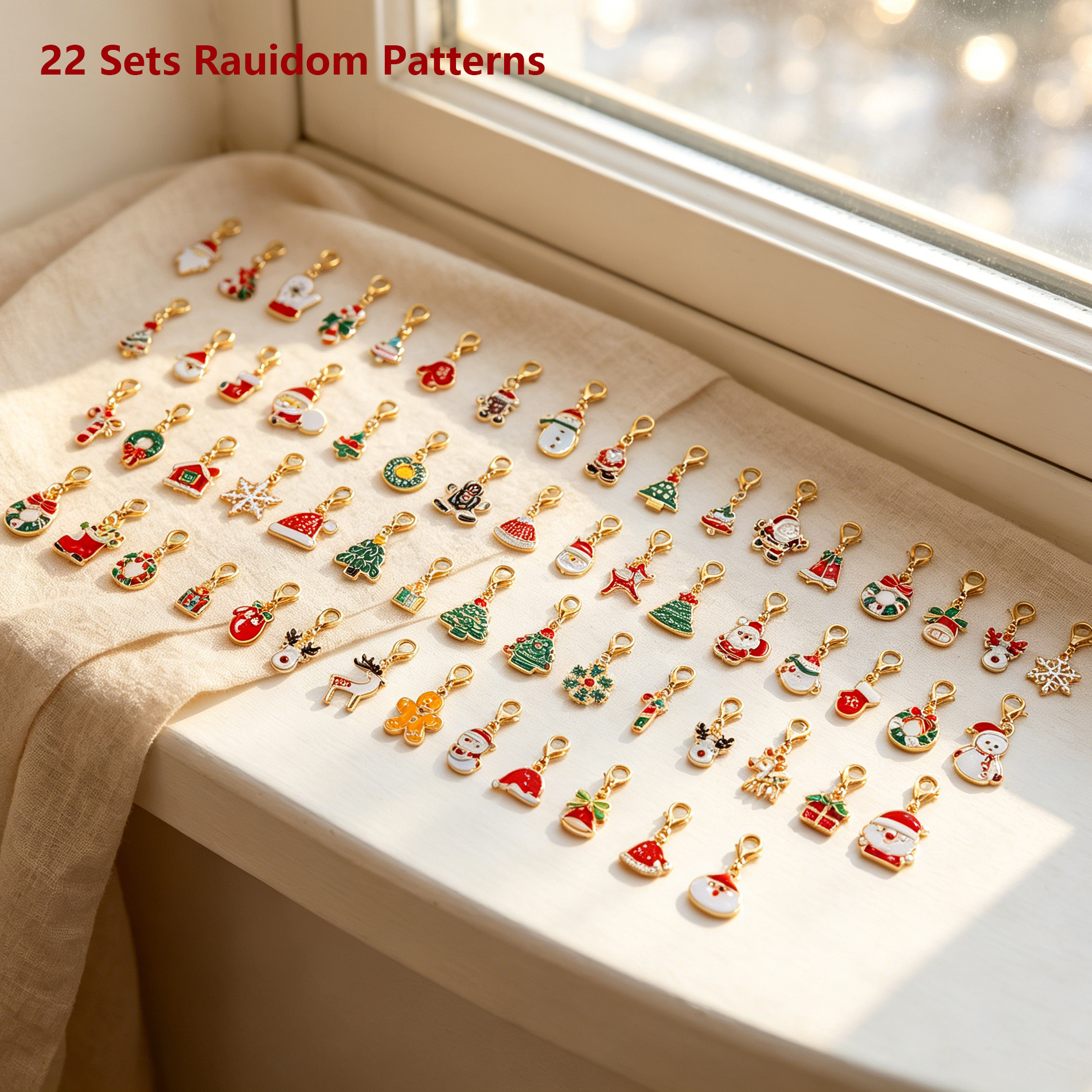 TEMU Random 22pcs Assorted Patterns Christmas Keychains Mixed Pack | Includes Cartoon Santa Claus, Snowman, Reindeer, Christmas Tree Designs |