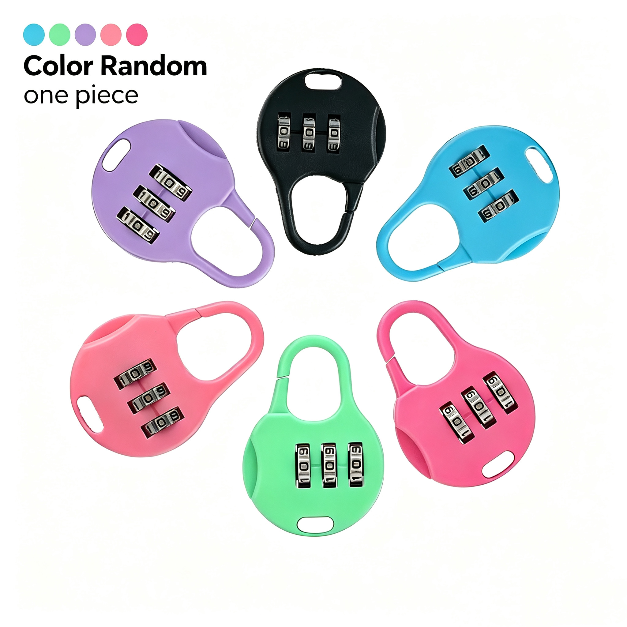 TEMU 2 Pack Mini 3 Digit Combination Locks, Random Color, Plastic Small Password Padlock For Backpack, Pencil Case, Cosmetic Bag, Luggage Anti-theft