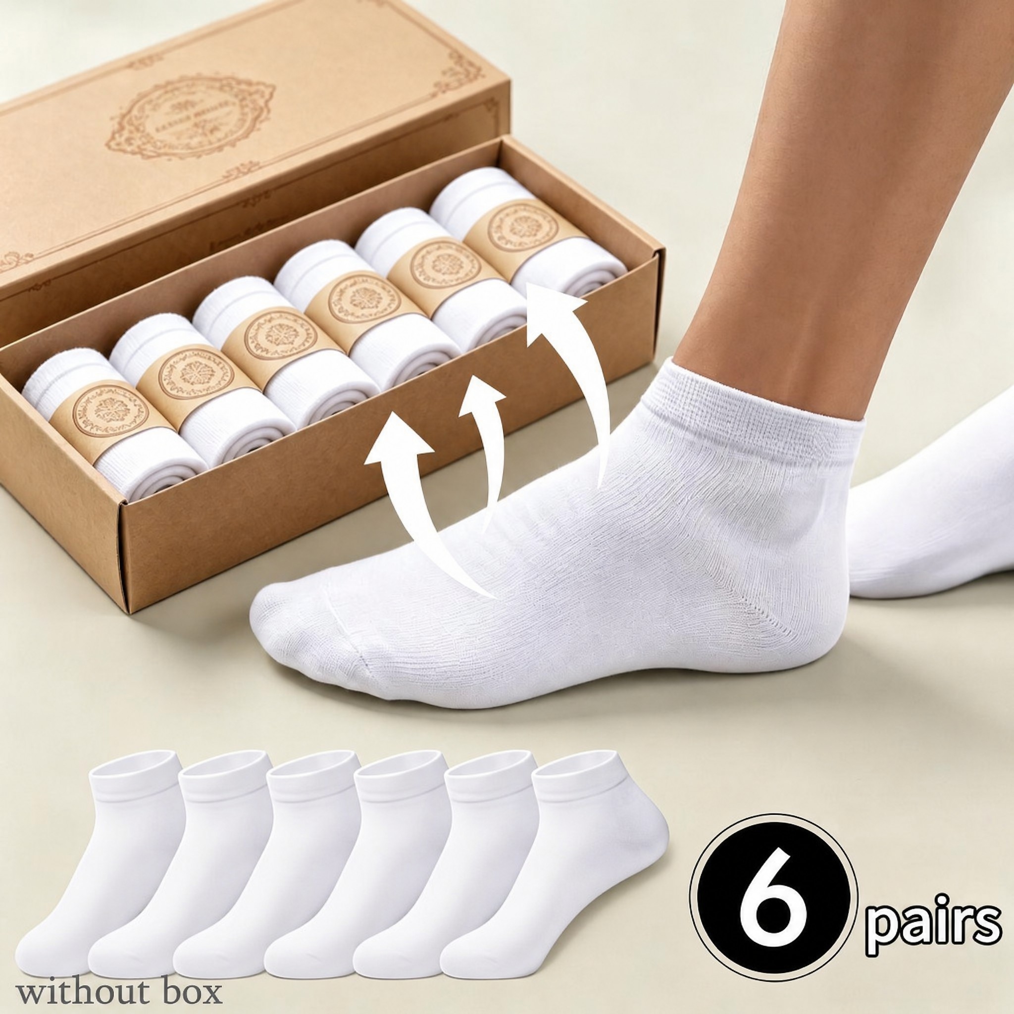 TEMU 6 Pairs Men' & Women' Breathable Summer Socks - Moisture-wicking Seamless Athletic & Casual Socks Suitable For Travel, Sports, Gym, Outdoor - /