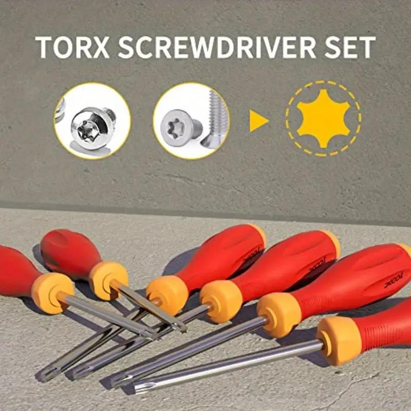 12-in-1 magnetic torx screwdriver set with t5-t40 & star bits - heavy-duty steel construction, ergonomic non-slip handle, -resistant - professional cushion grip, durable screwdriver handles, manual precision tool kit for diy, automotive, electronics, & maintenance (no power required), precision screwdriver set, screw driver set Product details 1