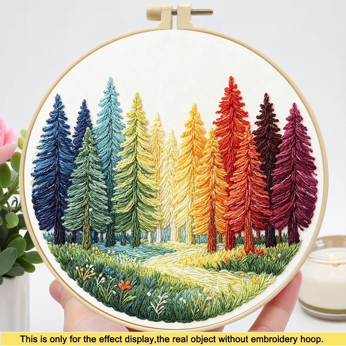 TEMU Kit de broderie imprimé 1 parure, " de la forêt colorée" - un motif sur le thème de la forêt colorée pour DIY. Convient aux débutants adultes et