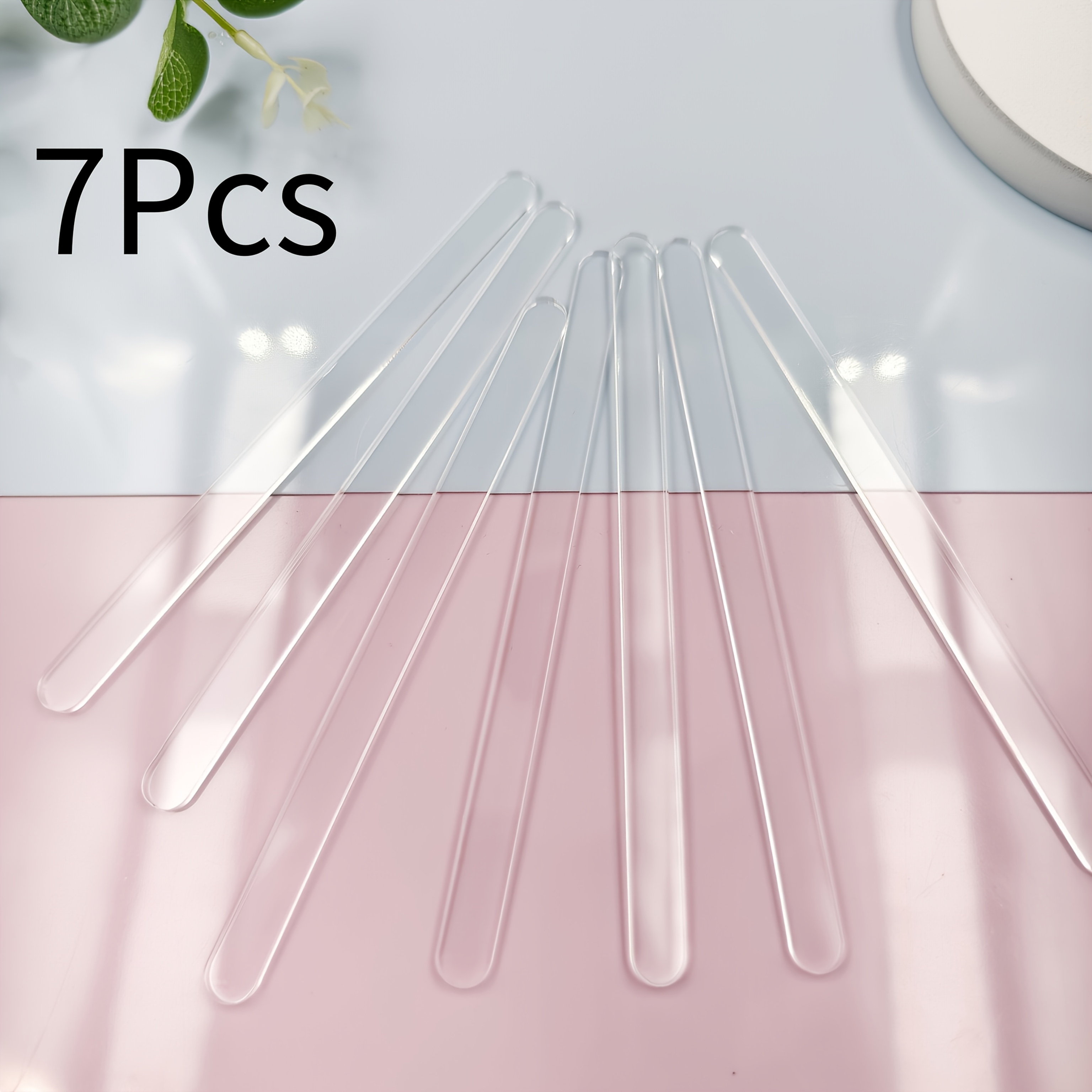 TEMU 2d Plane 7 Transparent Acrylic Stirring Rods, Additions Reusable Multi-functional Flat Rods, Stirring Rods, For Easy Handling, Suitable For