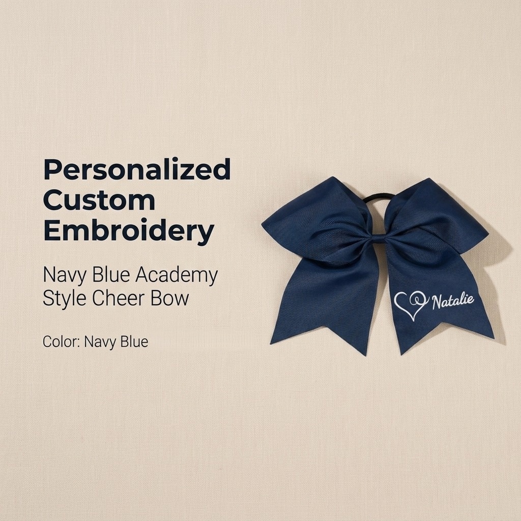 TEMU Custom Embroidered Personalized Name, Cute Bow Hair Accessory Hair Tie, Cheerleader Headpiece Decoration, Suitable For Birthday Parties And