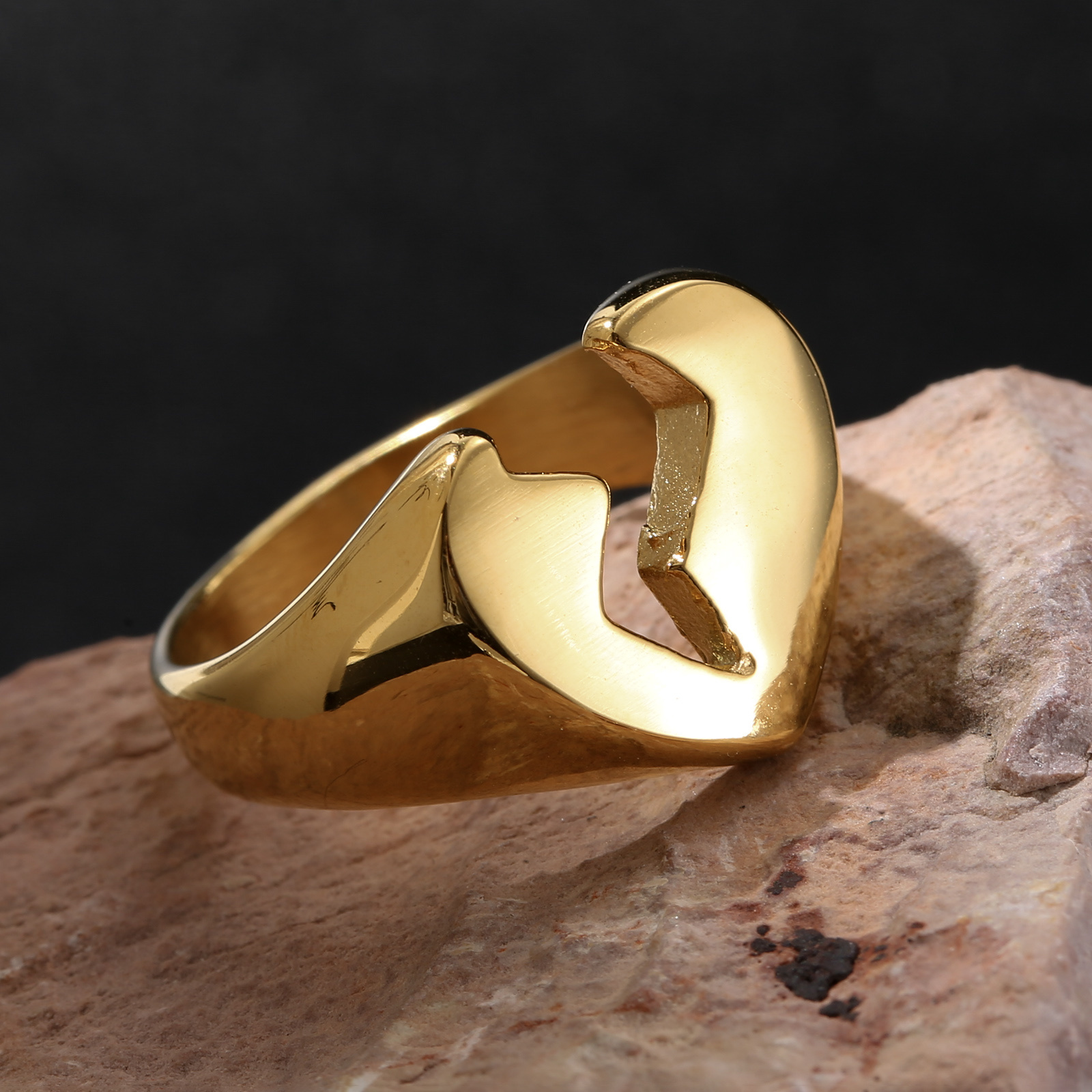 Image of 1pc 304l 304l Stainless Steel Silvery And Golden Ring Stylish Retro Men's Ring Men's Ring Ring Gift Vintage Style 304l 304l Stainless Steel Jewelry, Without Battery