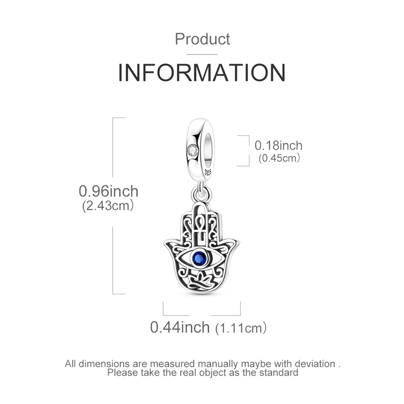 925 Silver Evil Eye Palm Pendant, Gift for Bracelets & Necklaces