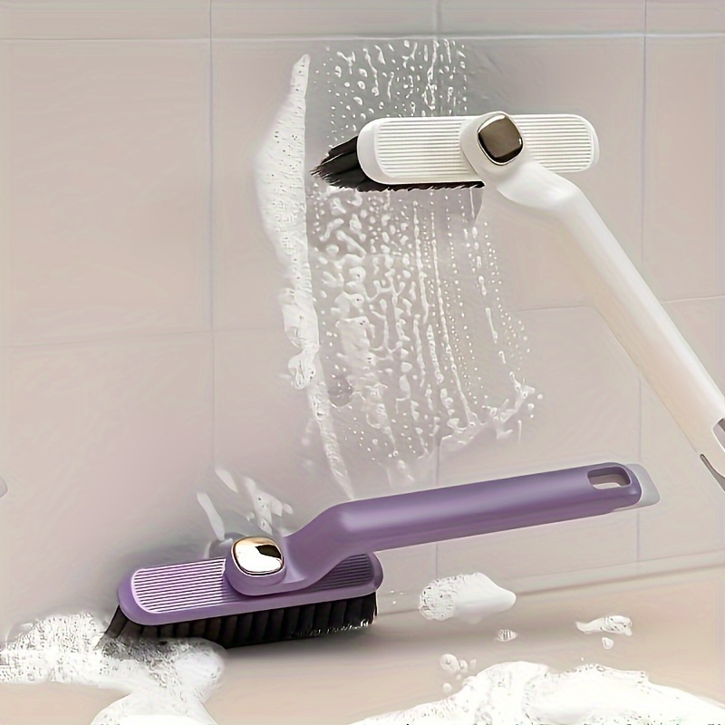 

1pc Brosse de Nettoyage Rotative 2-en-1, Plastique Violet , Poils à 360°, Connecteur en V, pour le Nettoyage des Carreaux de Salle de Bain et des Muraux