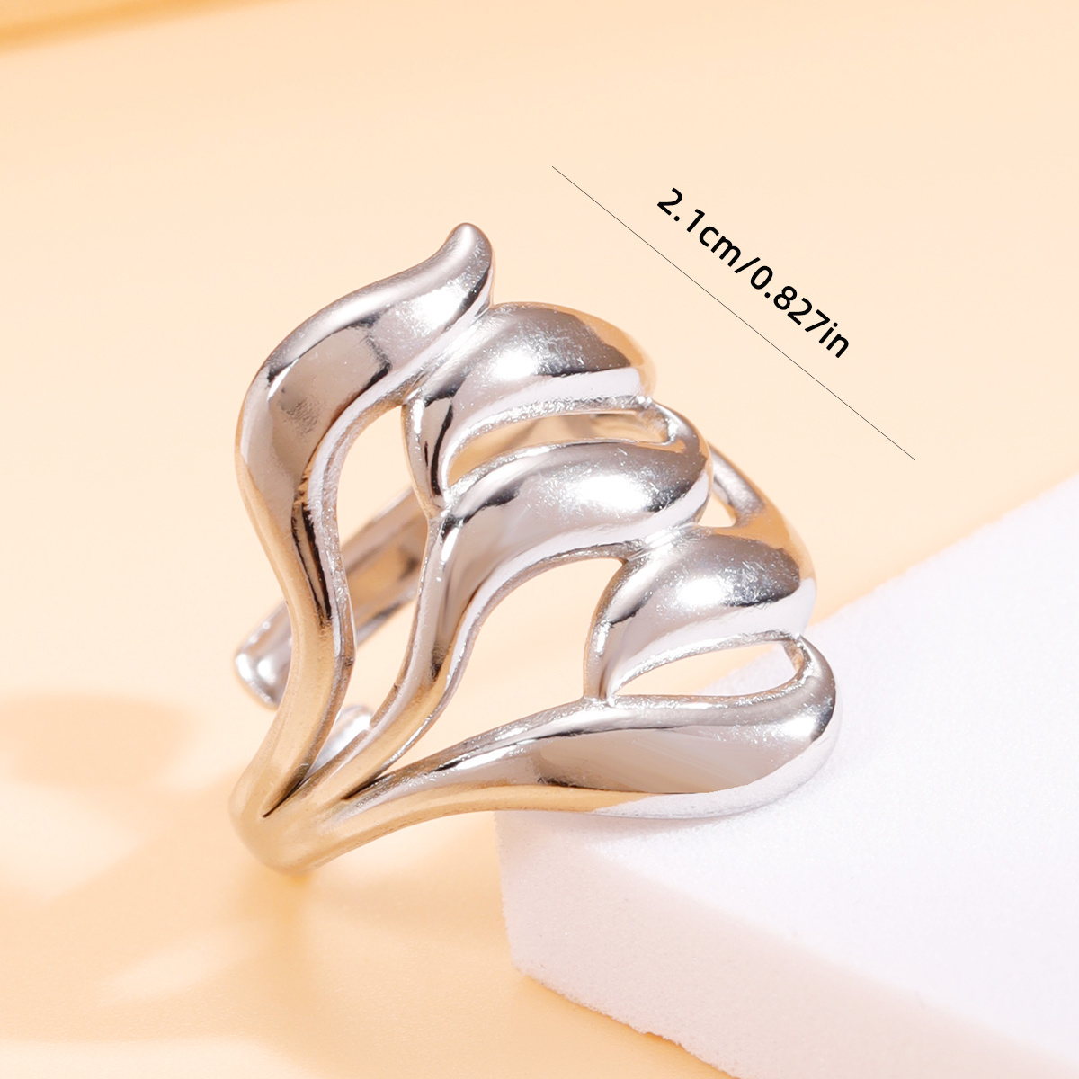 Fashion Interlaced Drop-Shaped Design Open Stainless Steel Ring