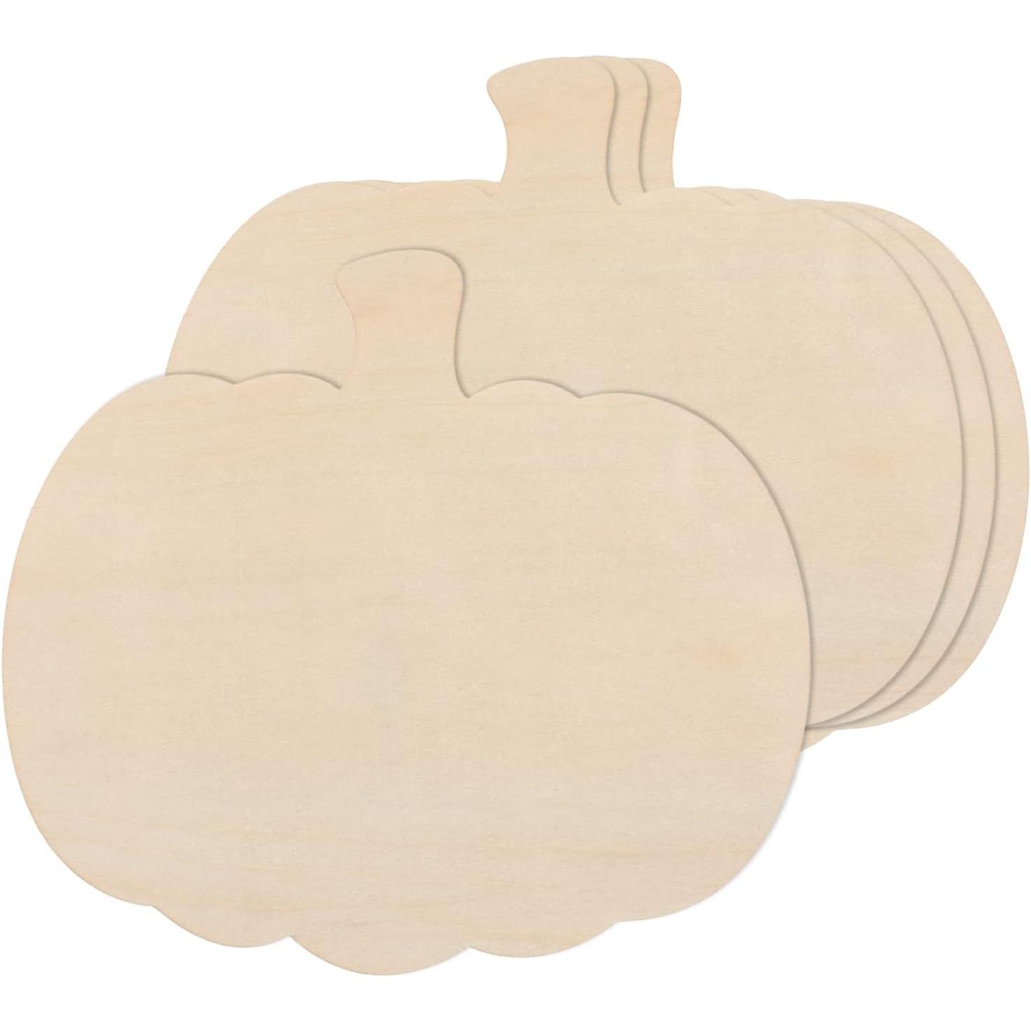 TEMU 2d Flat, 2d Flat Wooden Pumpkin, 4pcs Unfinished Set, Suitable For Autumn And Halloween Decoration, Vintage-style Home Decor, Rustic Style, ,