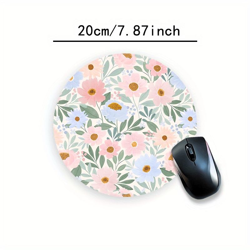 TEMU Tapis de souris ronds et faciles à utiliser avec floraux dans des couleurs pastel, parfaits pour le gaming ou . Ces tapis de souris imprimés en