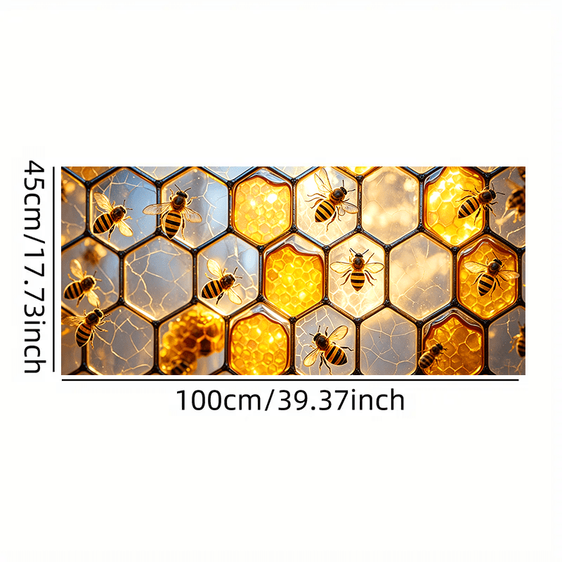 TEMU 2d Flat, 1pc, 2d Flat Honeycomb Bee Pattern Colored Glass Window Film, Pvc Static Cling Film Suitable For Doors And Windows, Suitable For Living