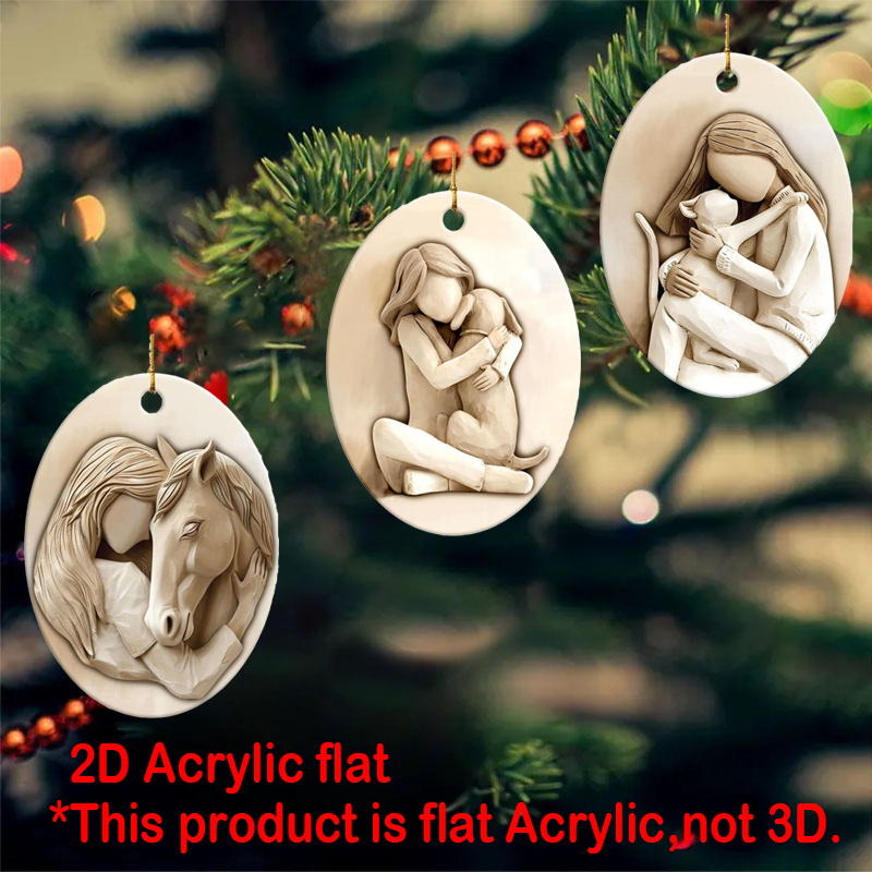 

1pc Style Acrylic Christmas Ornament - 2d Flat Pendant Of Girl /cat/horse - Ideal Gift For - For Keychains, Bags, Car Decorations - No Electricity Needed