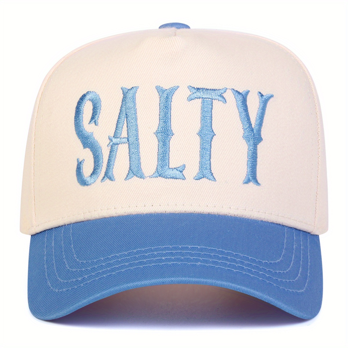 TEMU 1 Casquette de Baseball SALTY pour Femme, Chapeau Panneaux Tendance, Casquette Ajustable Décontractée pour Extérieur, Idéale pour les Voyages de