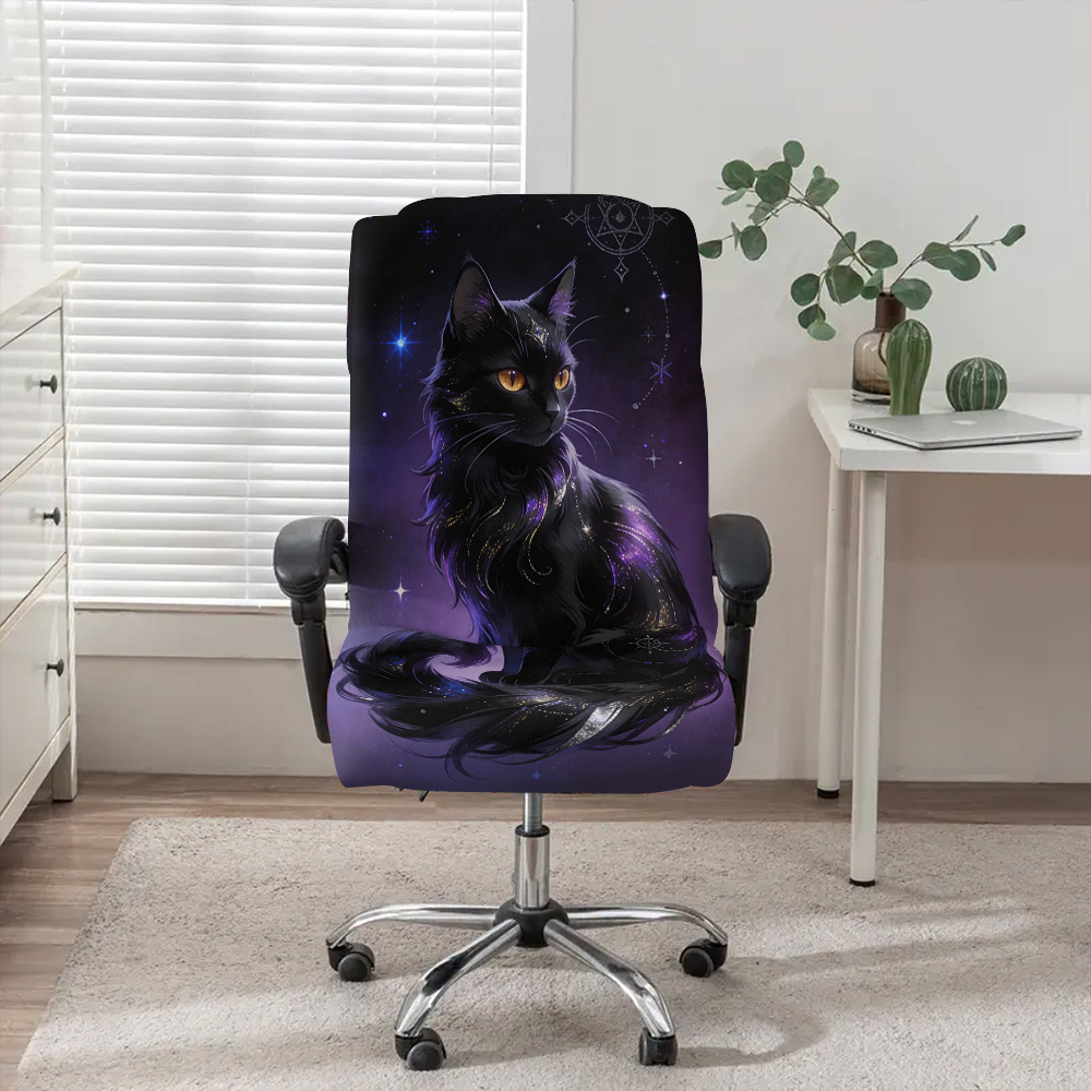 TEMU 1pc Cat Chair Cover Compatible For Office, Gaming & Chairs - Fabric With Zipper Closure, Detachable Machine Washable Cover Suitable For Computer